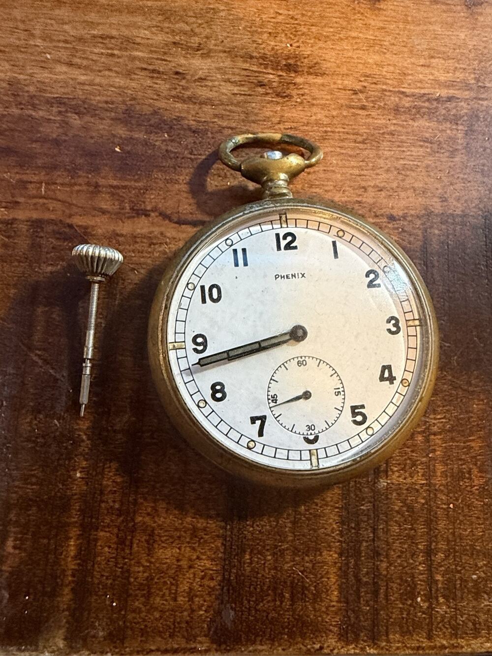 Phenix Swiss Pocket Watch with Detached Crown and Stem